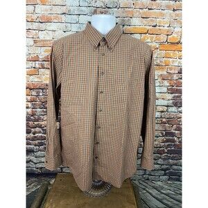 Haupt Evolution Germany Gingham Check Orange Long Sleeve Shirt 16.5- 42 L